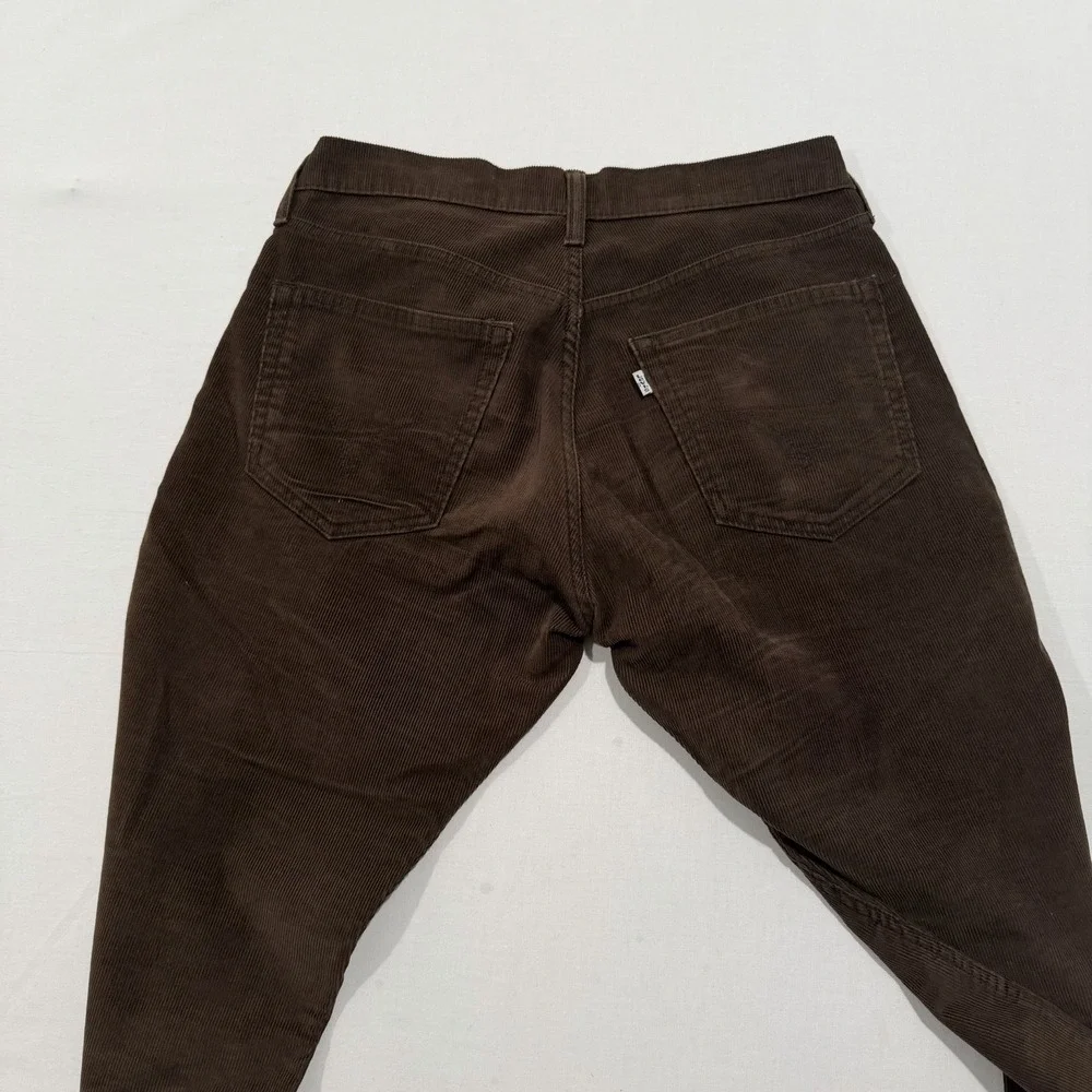 Levis 514 Mens 33x30 Brown Corduroy Pants Slim Straight Stretch White Tab Cords